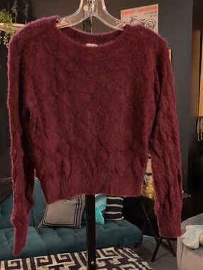 abercrombie kids Burgundy Cable Knit Crew Sweater